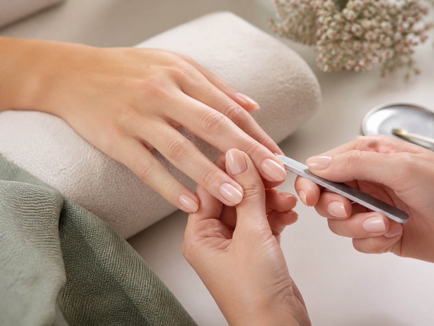 Manicura profesional en tonos naturales